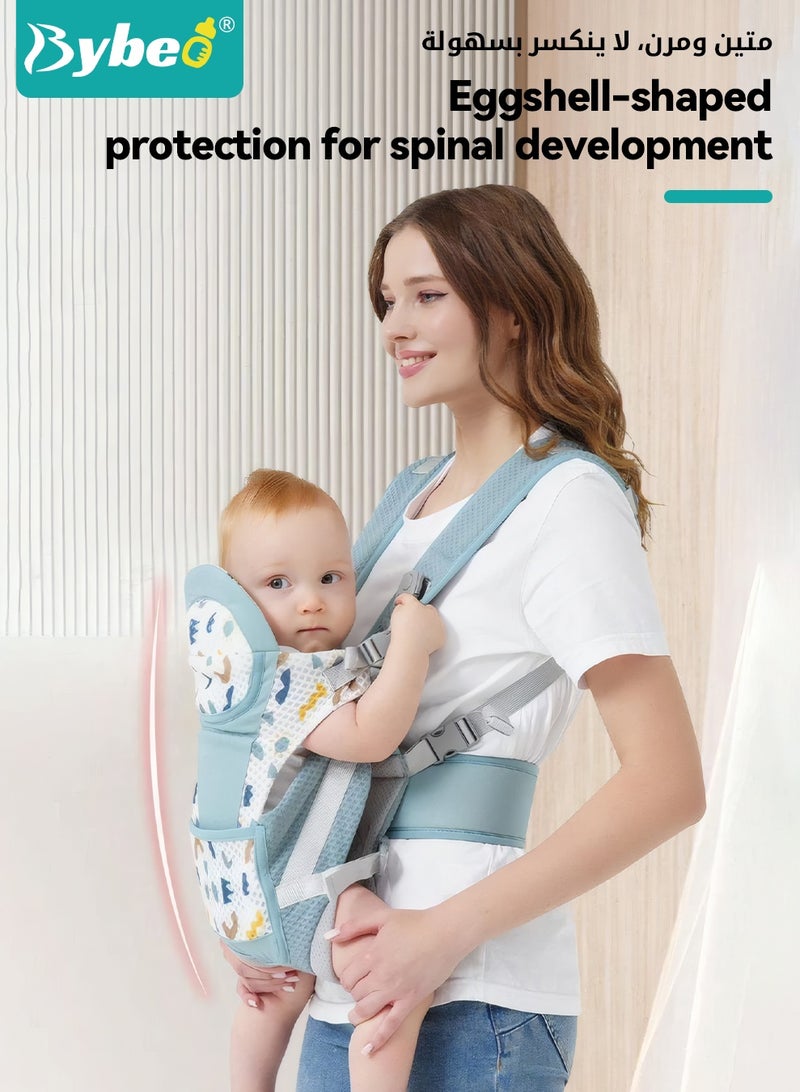 Bybeo Baby Carrier, Baby Wraps Carrier with 2 Bibs and 2 Rattle Toys Set, Ergonomic Babywearing, Adjustable Infant Carrier Slings for Newborn to Toddler, Front and Back Use for Dad and Mom - Image 4